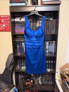 B Darlin Royal Blue Sleeveless Satin Mini Dress